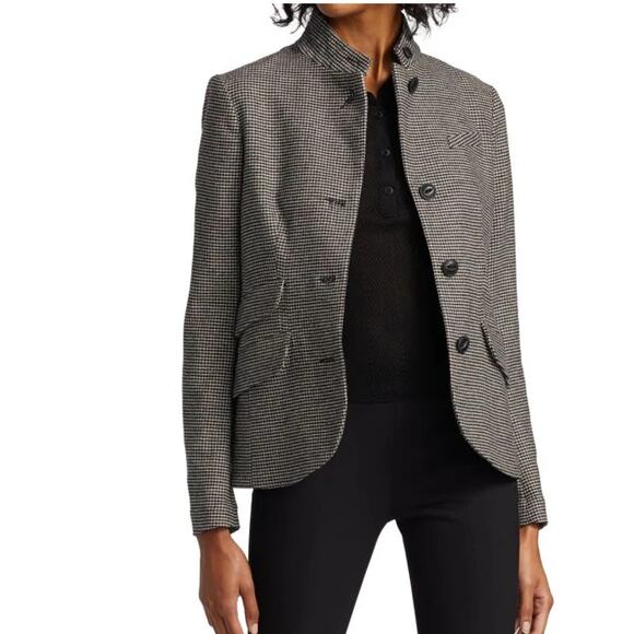 RAG‎ & BONE Slade Blazer Slim Fit Houndstooth Blazer Size 2 Wool Fall - Picture 1 of 9